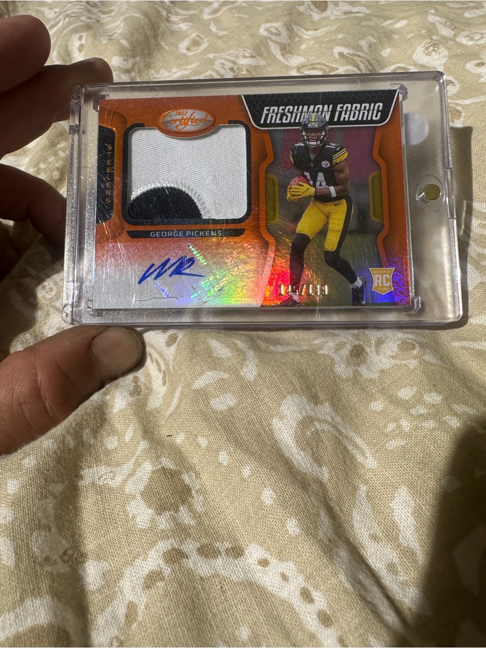 Freshman Fabric Football Card - George Pickens (Orange)
